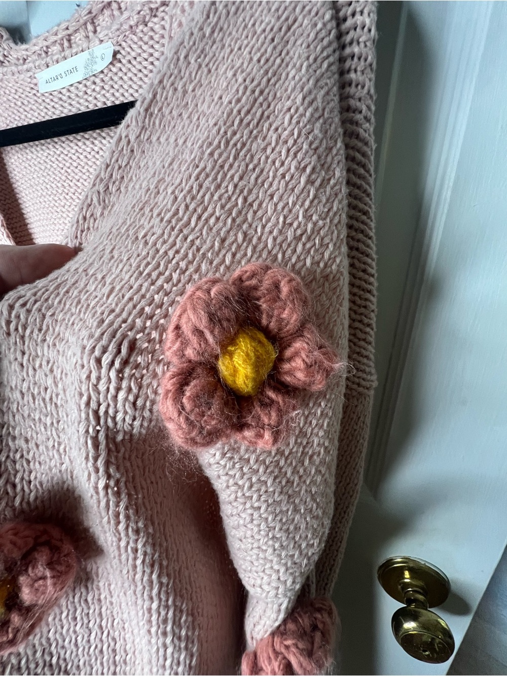Altar'd State Dusty Pink Floral Knit Cardigan - Picture 4 of 9